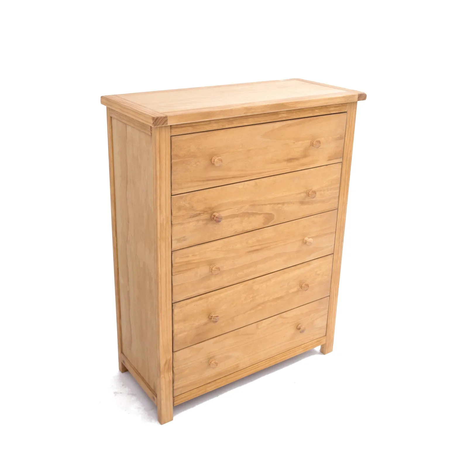 Cabinet Bits Lugo 5 Drawer Chest of Drawers Wood Knob in Light Brown 3