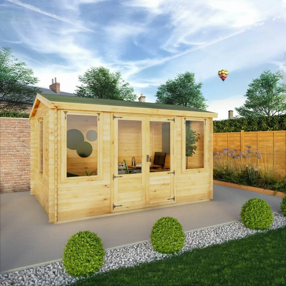 Mercia 4 x 3 m Reverse Apex Log Cabin - 19 mm - L313.3 x W402.8 x H259.5 cm in Brown 6
