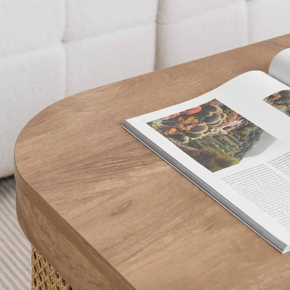 Birlea Rattan Coffee Table with Storage Curved Sark in Beige 6
