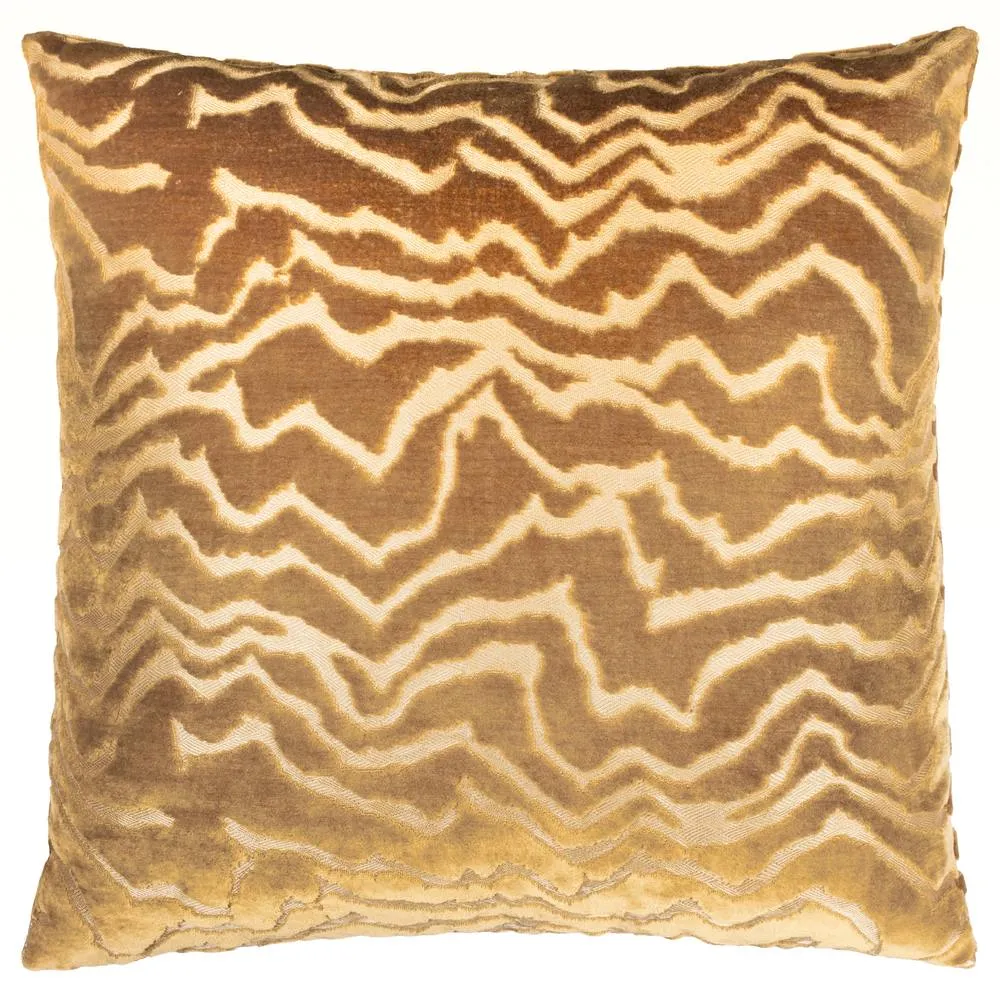 Paoletti Tierra Cut Velvet Abstract Cushion in Dark Brown 2