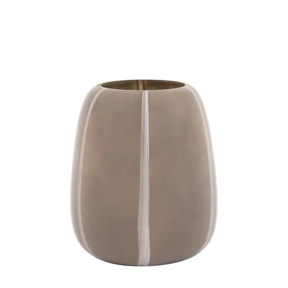 Crossland Grove Taupe Striped Glass Vase (wide), Brown 5