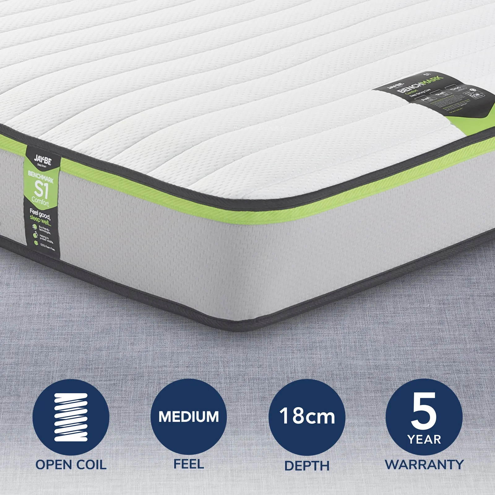 Jay-Be Benchmark S1 Medium Comfort Sprung Mattress White