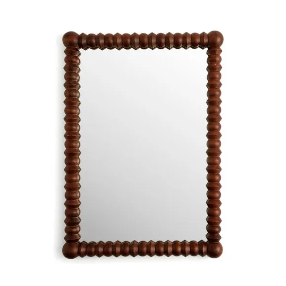 Turned Mango Wood Rectangle Wall Mirror 3