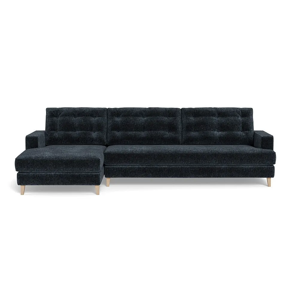 Heal's Mistral Left Hand Facing Corner Sofa Boucle Velvet Space Natural Beech Feet 1