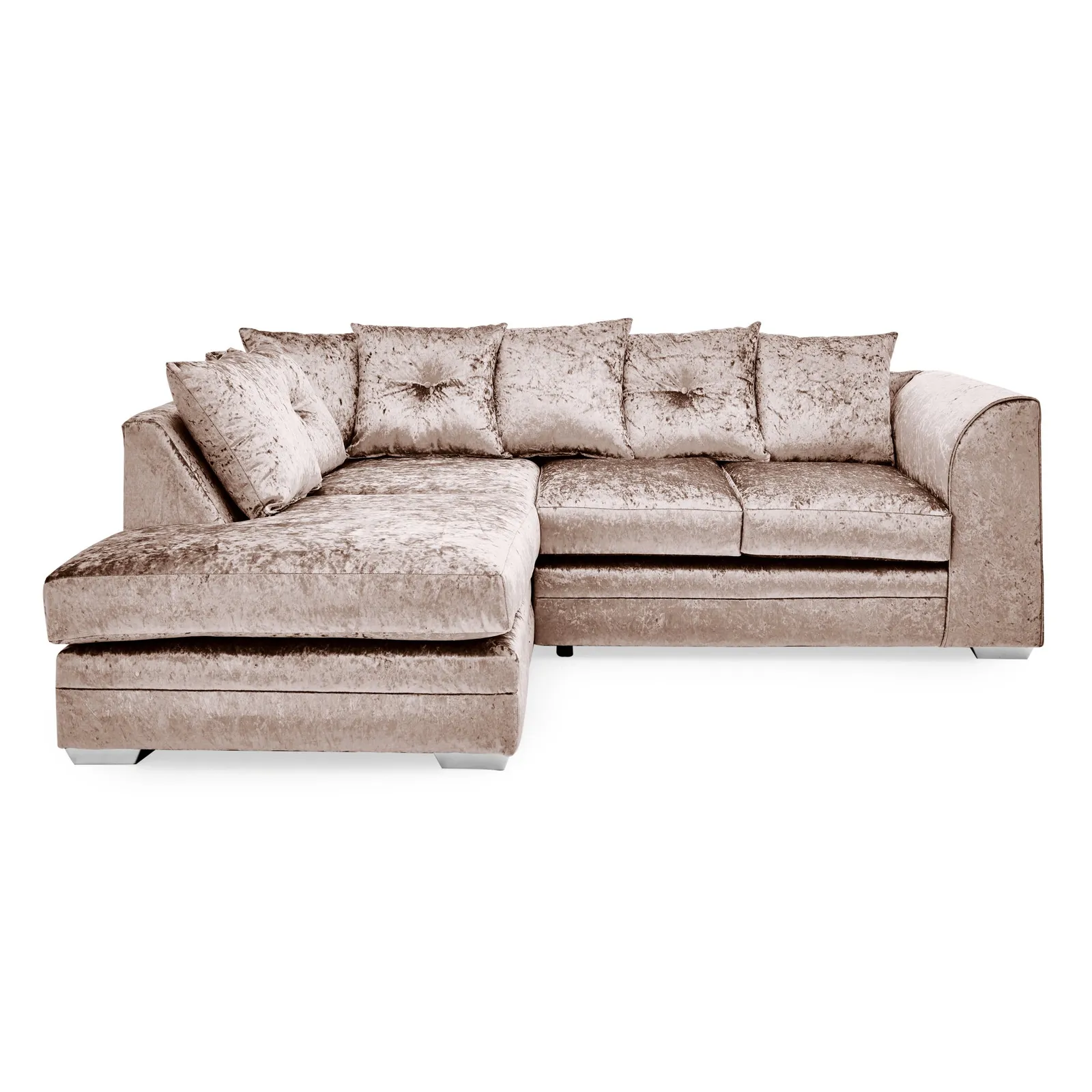 Blake Crushed Velvet Left Hand Corner Sofa Beige