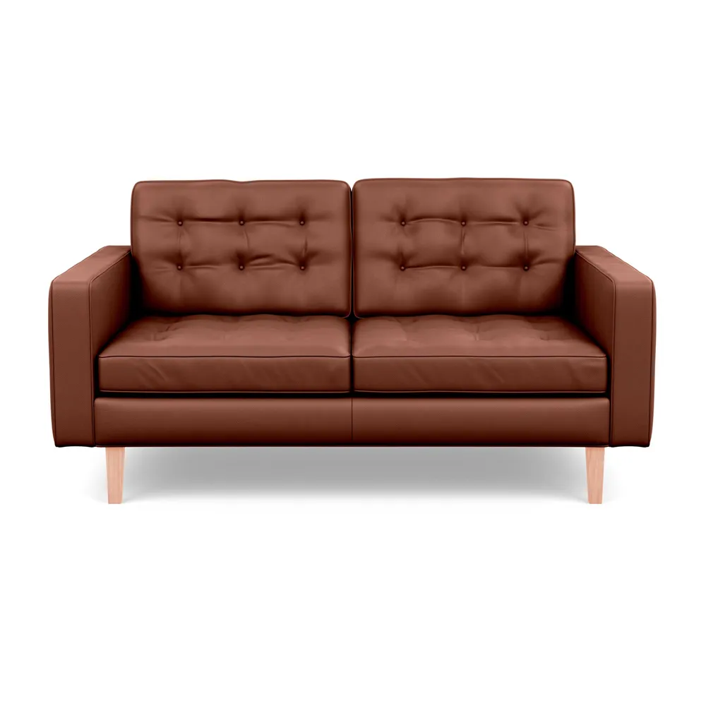 Heal's Hepburn 2 Seater Sofa Leather Grain Dark Brown 068 Natural Feet 1