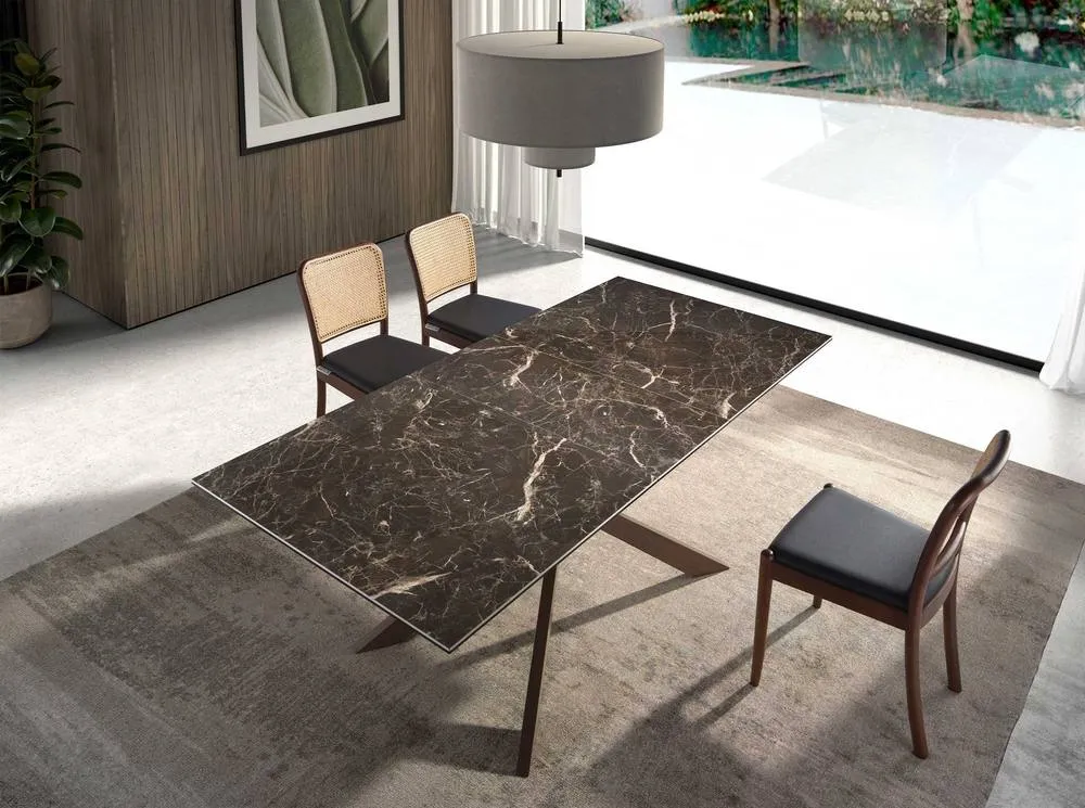 Angel Cerda Extendable Dining Table Brown Porcelain Marble Top 4