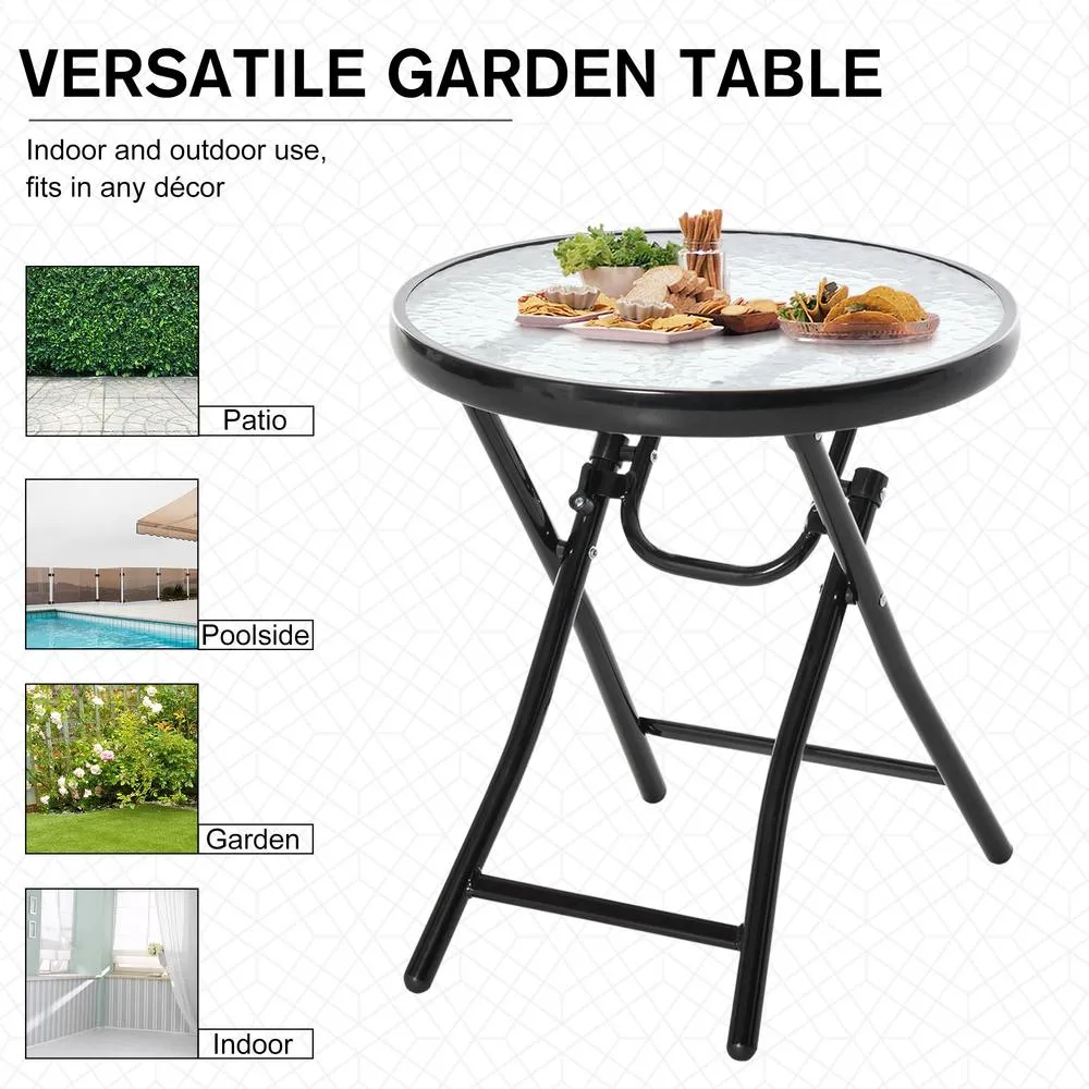 OUTSUNNY Folding Garden Table Foldable Table with Safety Buckle Black 6