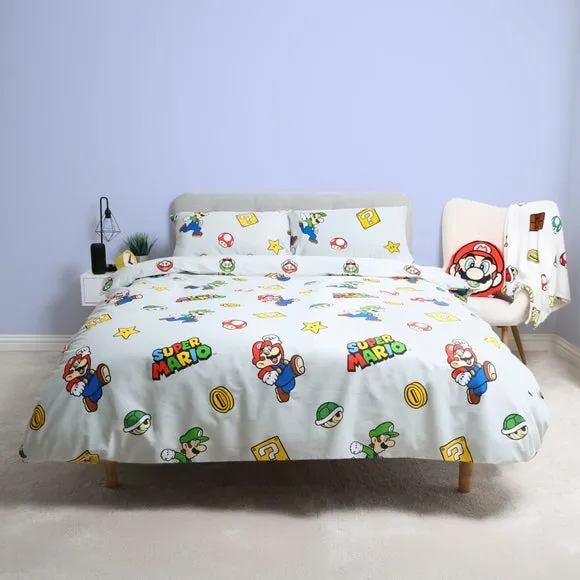 Super Mario Character Grey Duvet Cover & Pillowcase Set 2