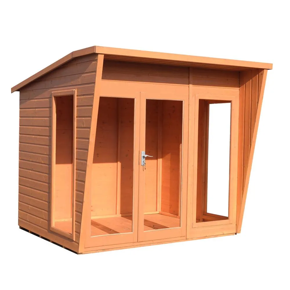 Shires Highclere 8 x 6 Feet Double Door with Three Windows Summerhouse in Light Brown 4