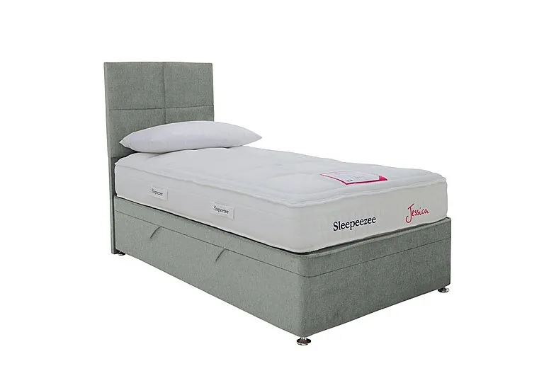 Jessica Side Ottoman Divan Set - Single - Tweed Mint