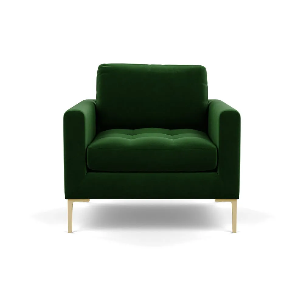 Heal's Eton Armchair Smart Velvet Forest Brass Feet