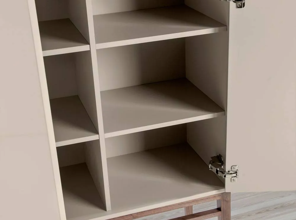 Angel Cerda High Sideboard, Walnut & Beige, 90 x 40 x 150 cm in Beige 5