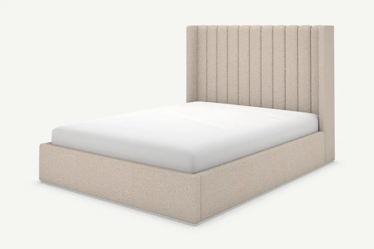 Cory Super King Size Ottoman Storage Bed, Mink Grey Boucle