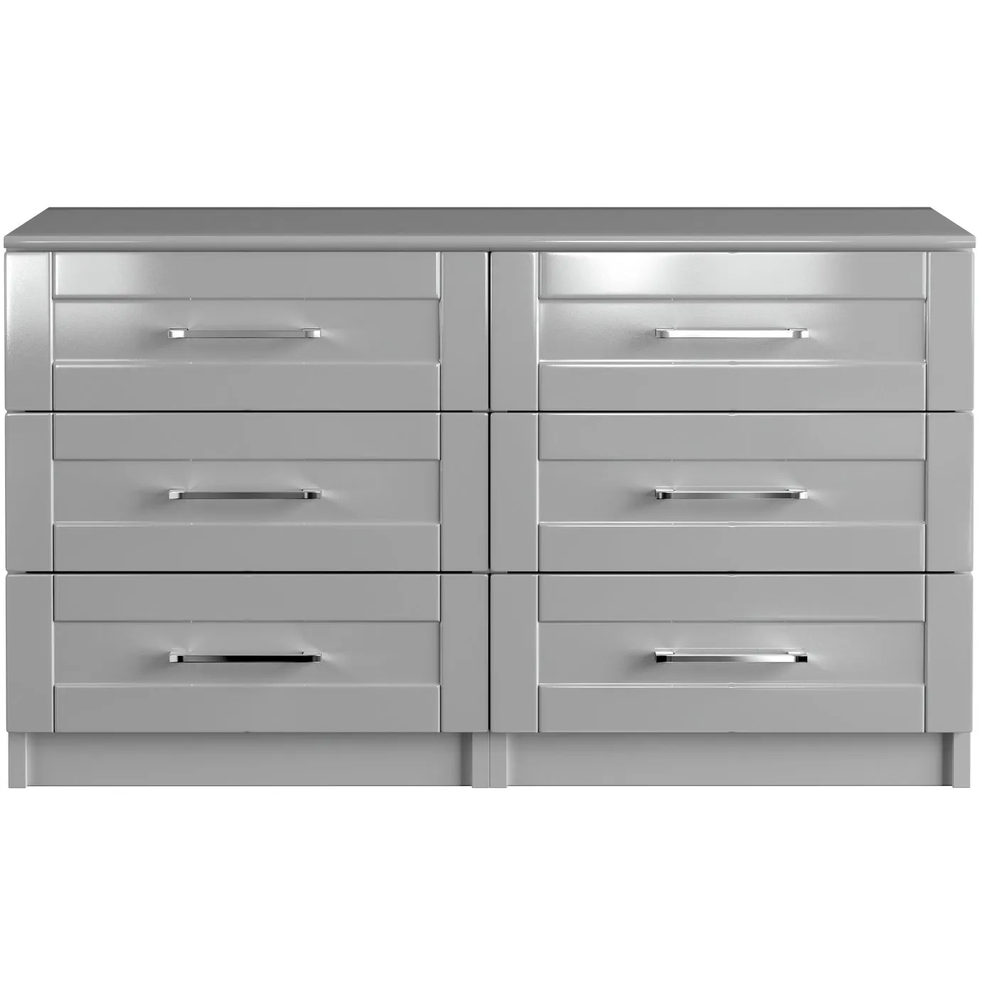 One Call Colby Gloss 3+3 Drawer Chest of Drawers - Grey
