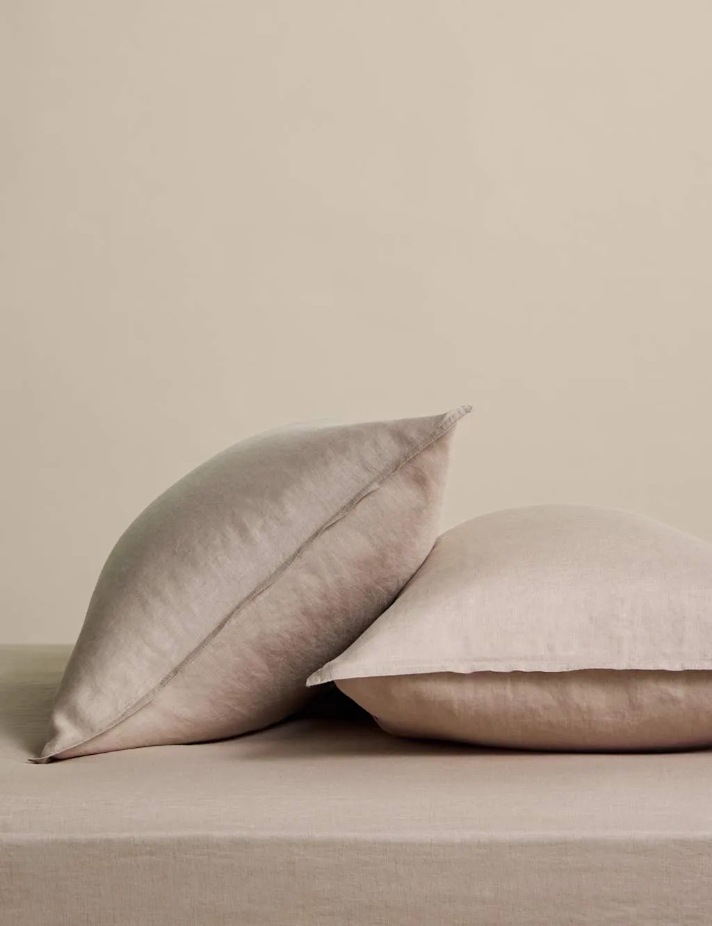 M&S 2 Pack Pure Linen Standard Pillowcases Putty