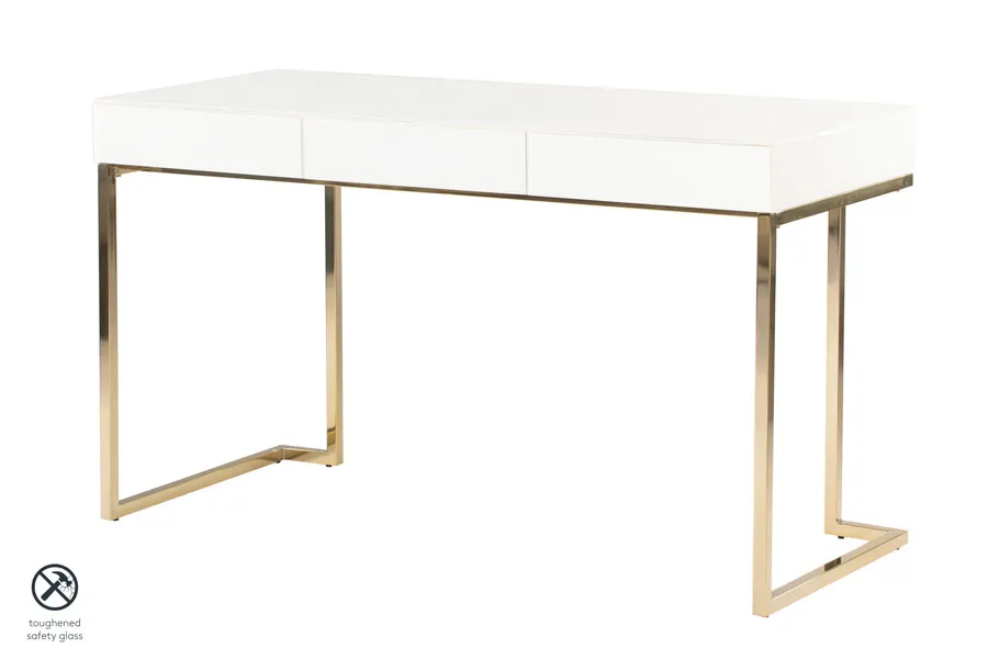 Lorenzo Toughened White Desk