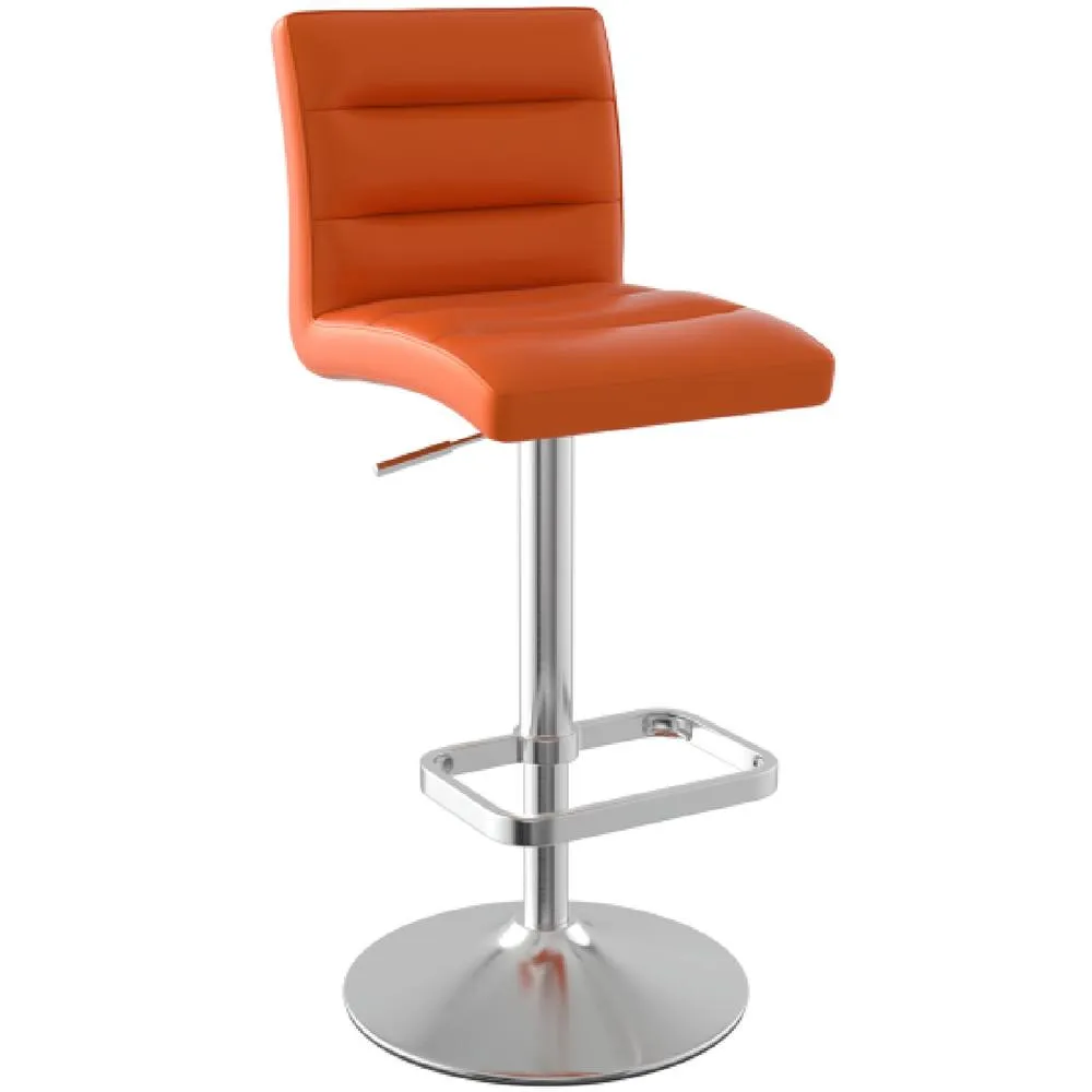 netfurniture Swank Brushed Steel Bar Stool With Faux Leather Padded Seat Orange