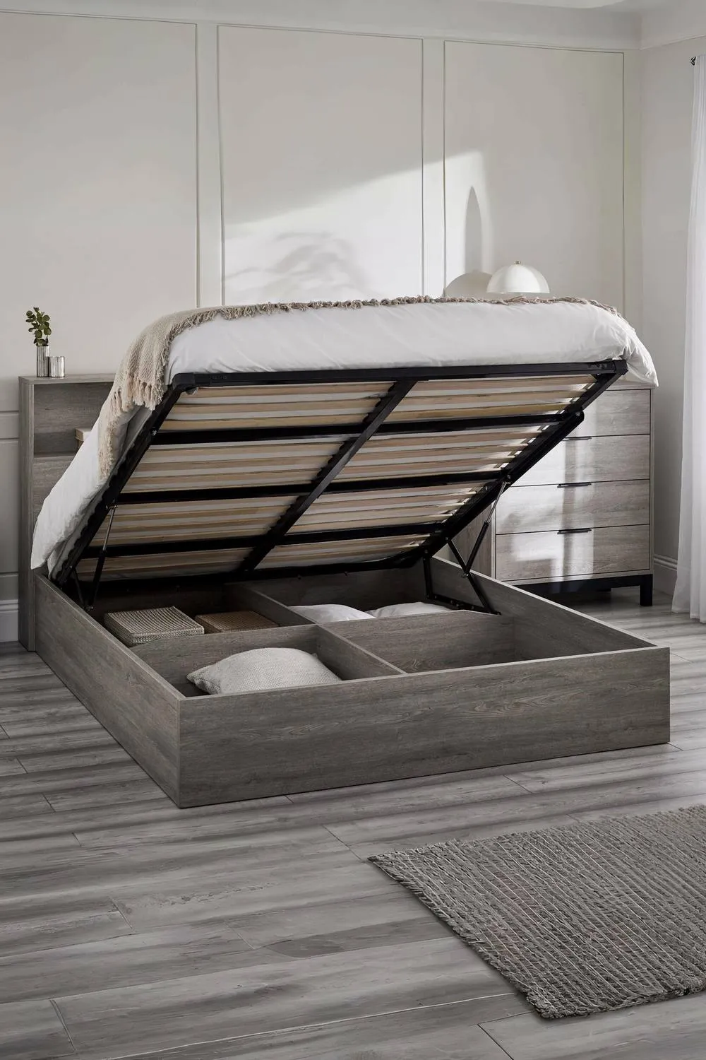 Julian Bowen Bali Bookcase Ottoman Storage Bed in Grey 2