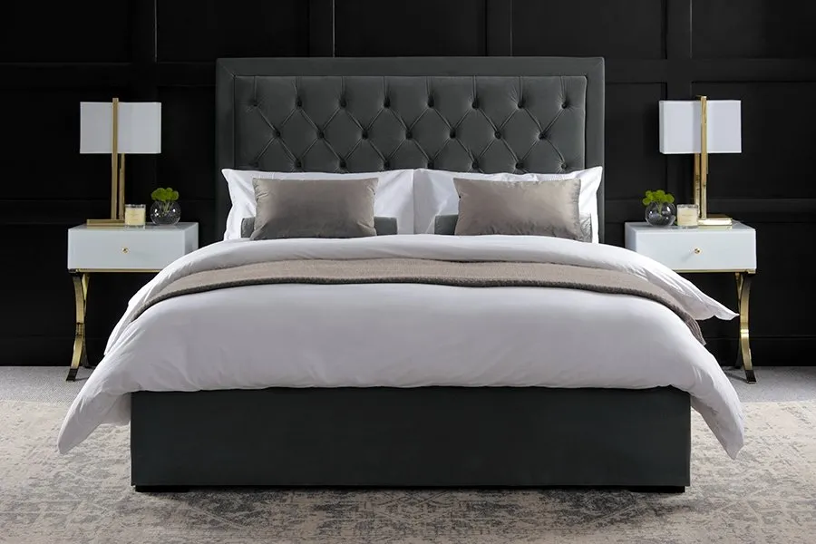 ZENO Upholstered Bed - Midnight Grey
