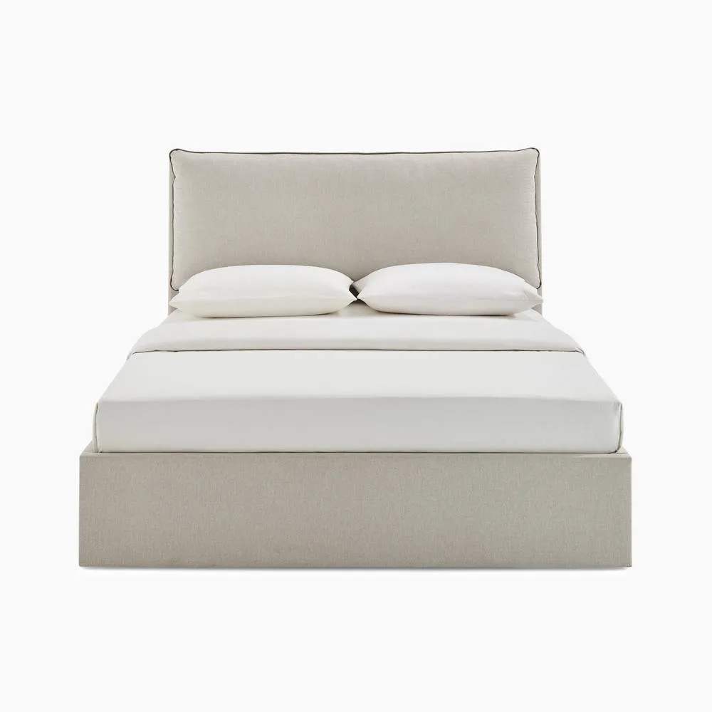 FurnitureboxUK Tilly Beige & Brown Herringbone Fabric Ottoman Bed Frame 4