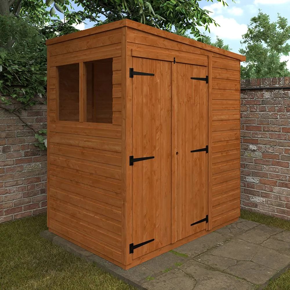 Buttercup Farm 4x6 Flex Pent Double Door 12mm Flex - L123.8 x W175 x H203 cm in Burnt Orange 2