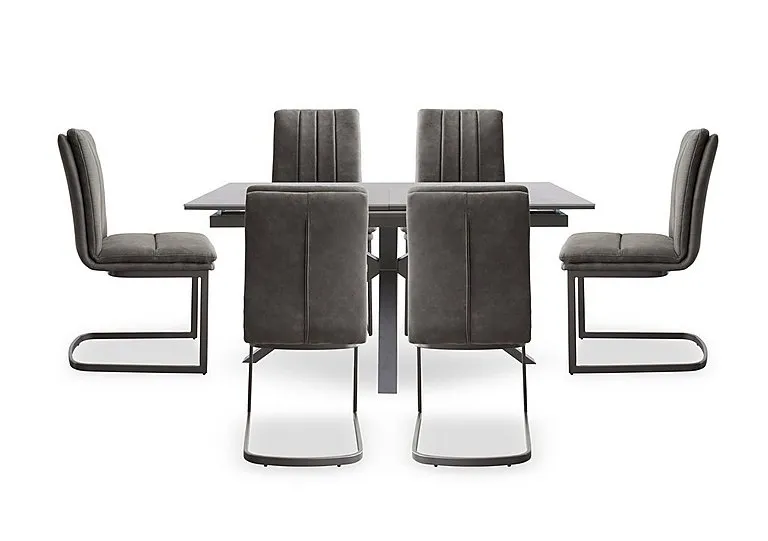 Moon Pop-up Extending Dining Table and 6 Fabric Cantilever Chairs