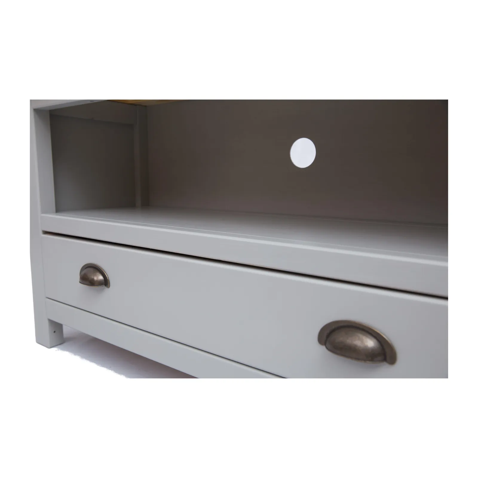 Cabinet Bits Argenta Light Grey 1 Drawer TV Cabinet Brass Cup Handle 5
