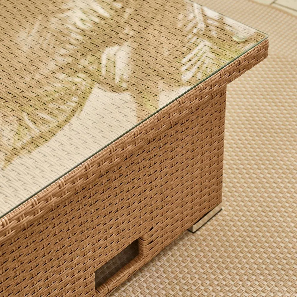 FurnitureboxUK Orlando Rattan Rising Garden Coffee Dining Table in Beige 5