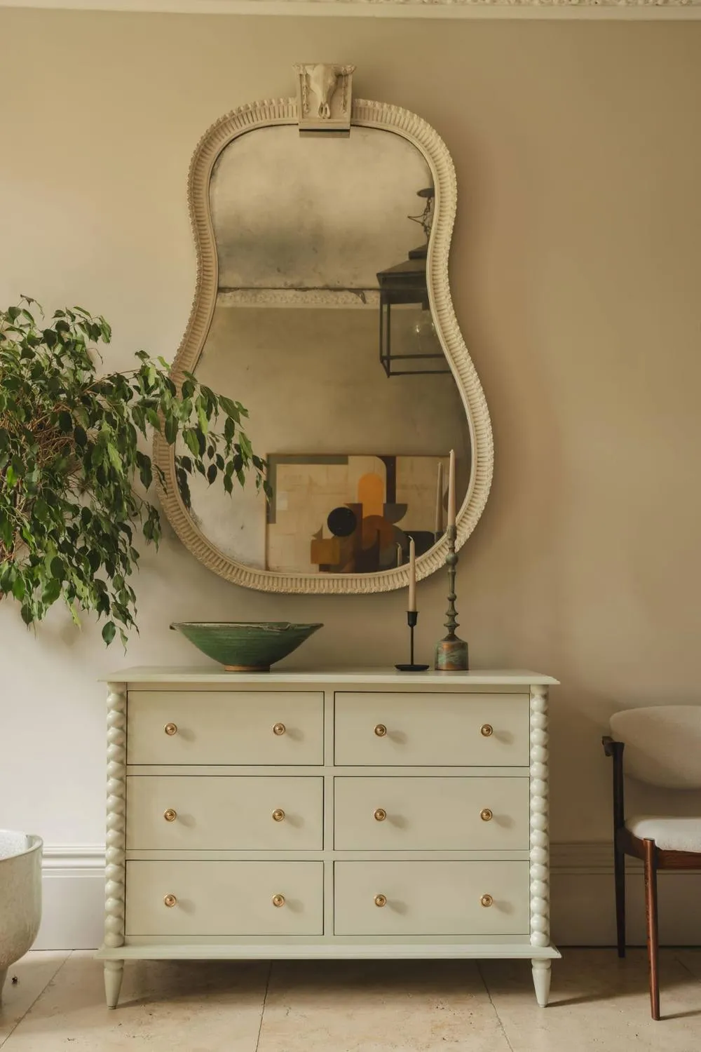Statement Furniture Cromwell Large 6 Drawer Chest of Drawers with Bobbin Design in Light Green 2