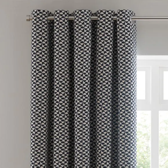 Geo Checkerboard Eyelet Curtains 1