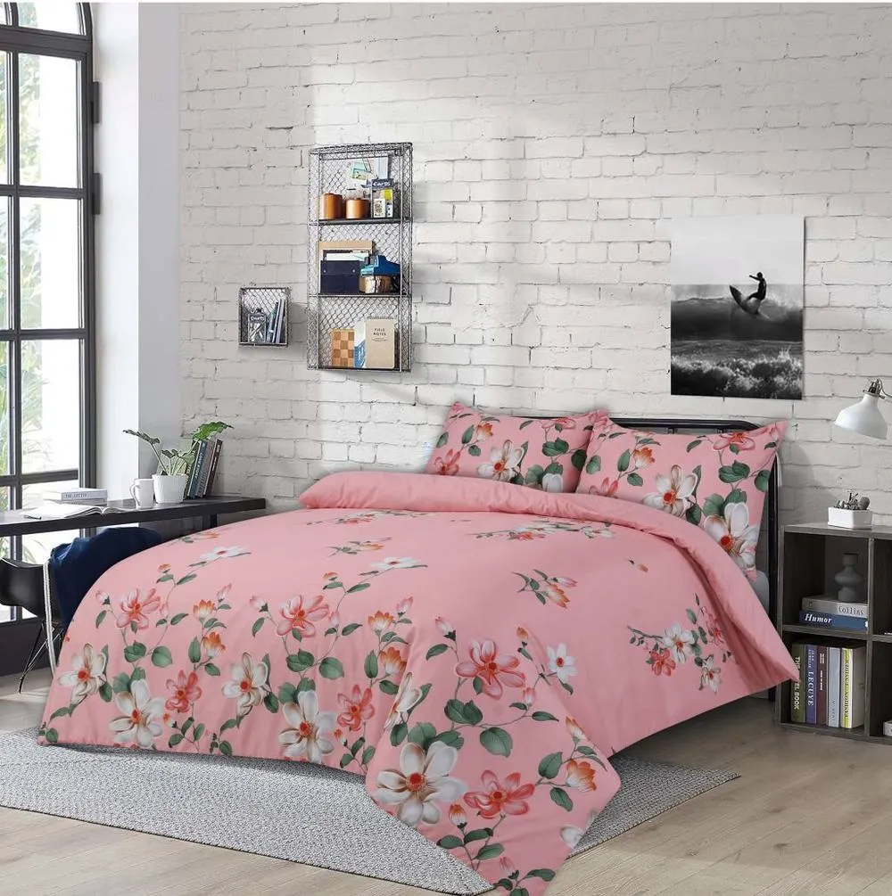 Homes-Linen 4 Piece Meena Bedding Set Microfiber Duvet Cover Fitted Sheet Set