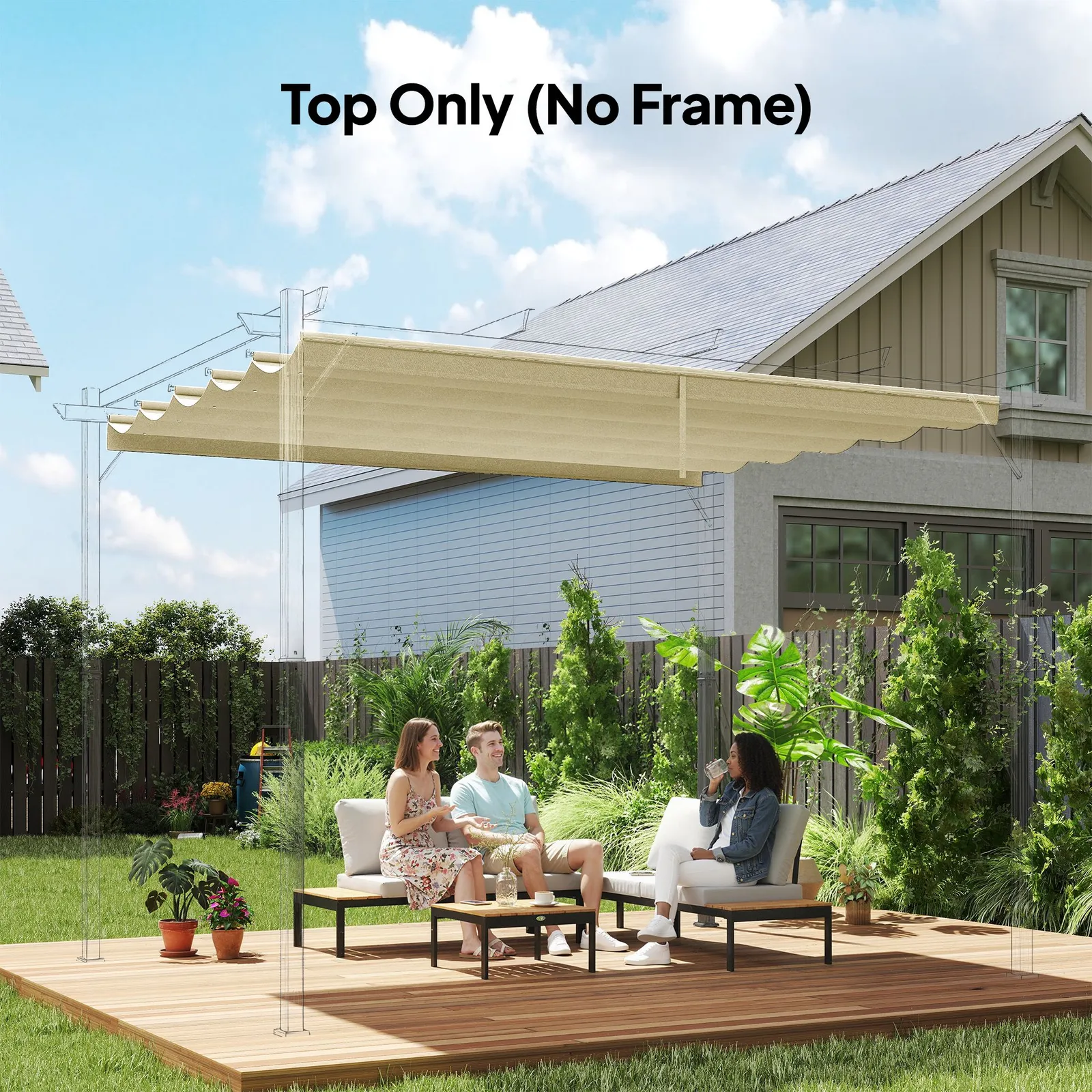 OUTSUNNY 3.5x2.6 m Pergola Cover Replacement for 4x3 m Frame in Cream
