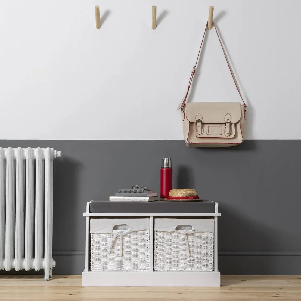 Nöa and Nani Stockholm Storage Bench with 2 Baskets in White