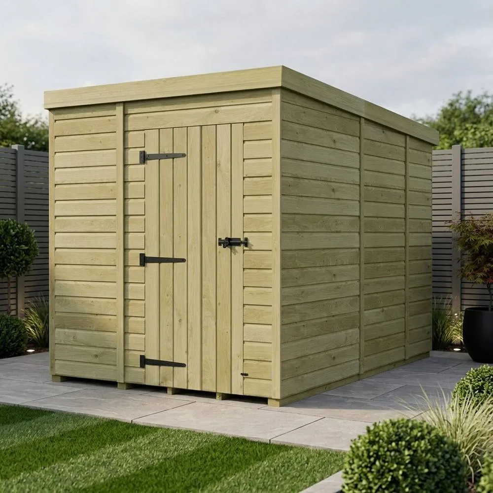Buttercup Farm 6ft x 9ft Pent Garden Shed Single Door No Windows - Timber in Brown 2