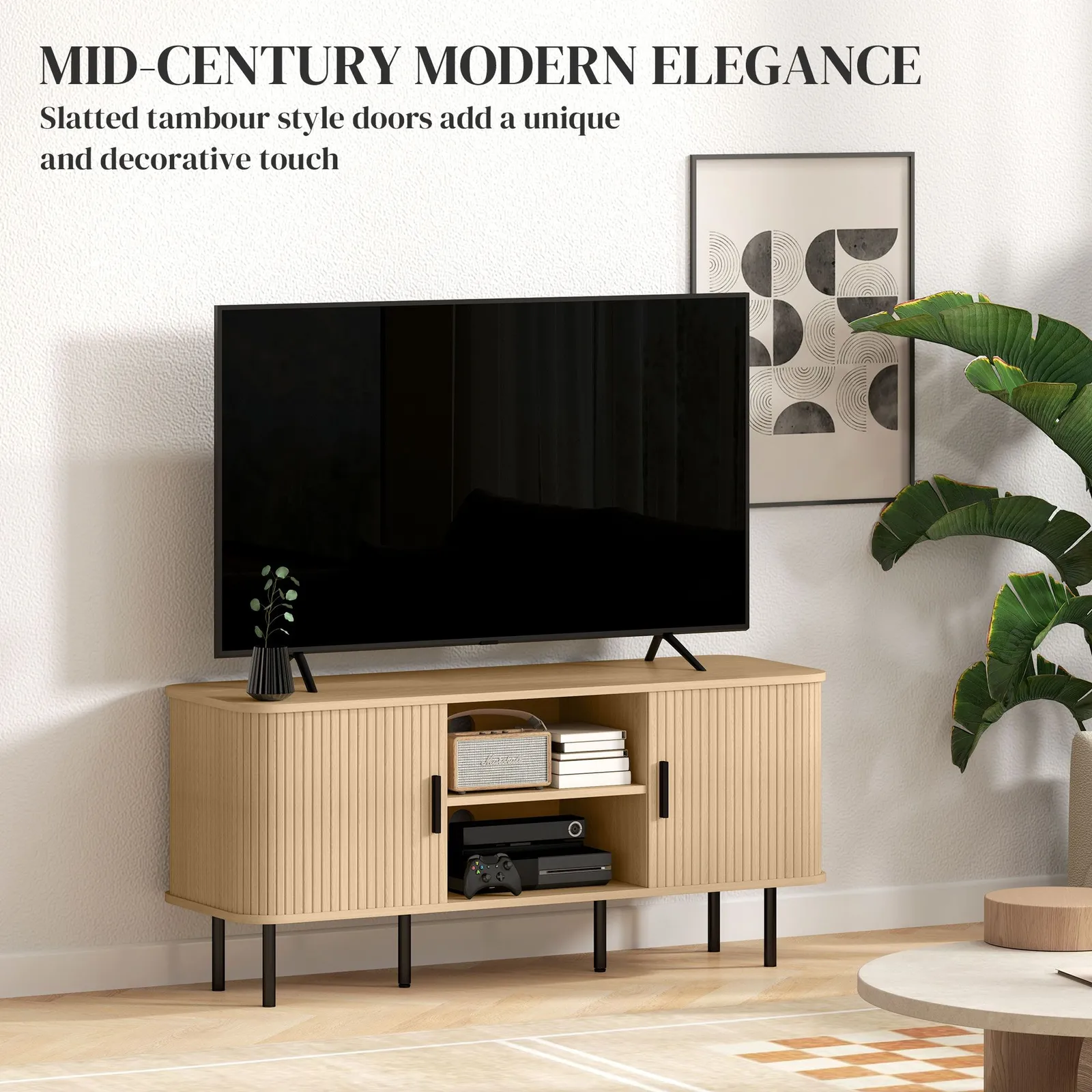 HOMCOM TV Unit for Living Room, TV Stand, Oak Tone in Brown 4