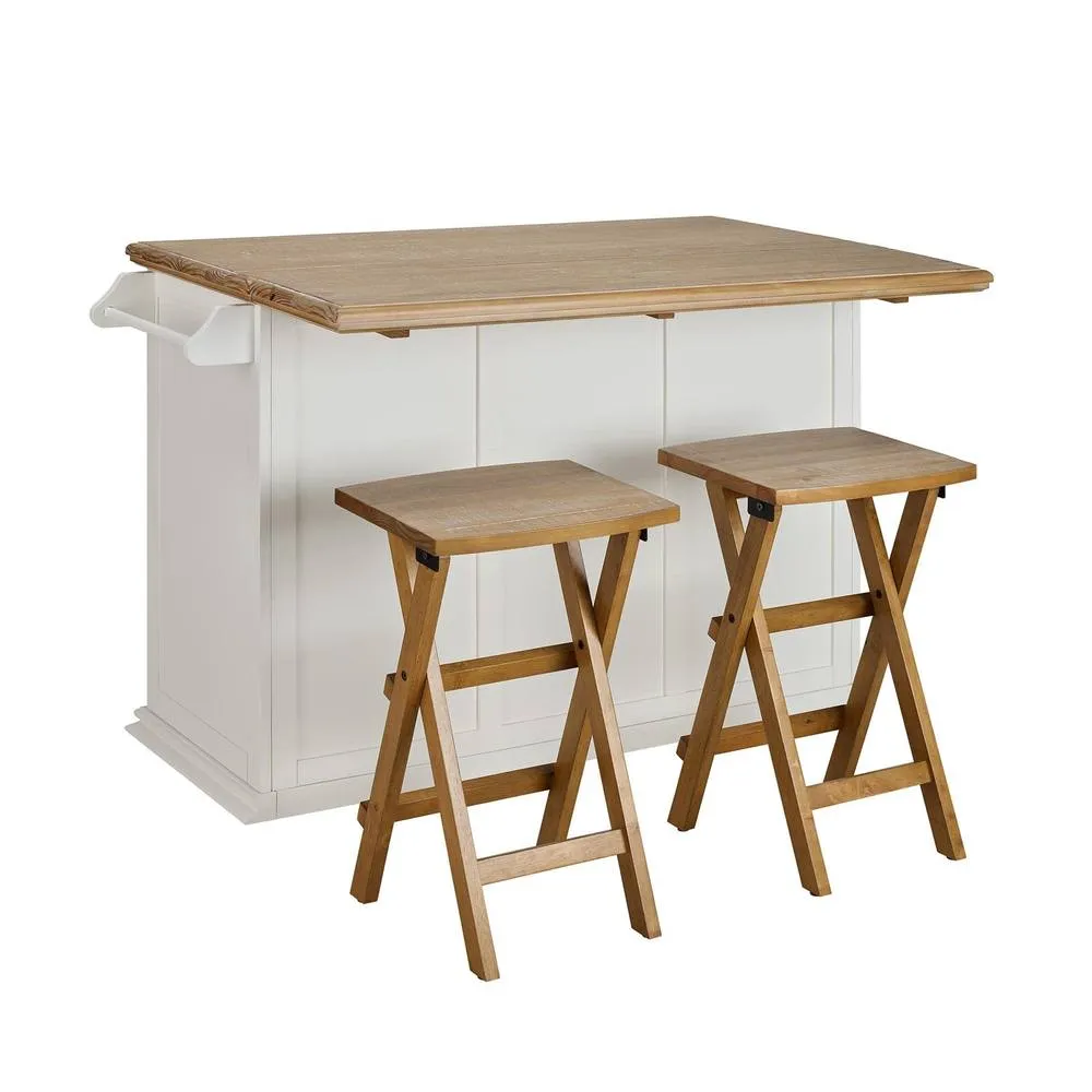 Statement Furniture Set of 2 Shire Oak Folding Stools, 64cm Tall Bar Stools in Light Brown 5