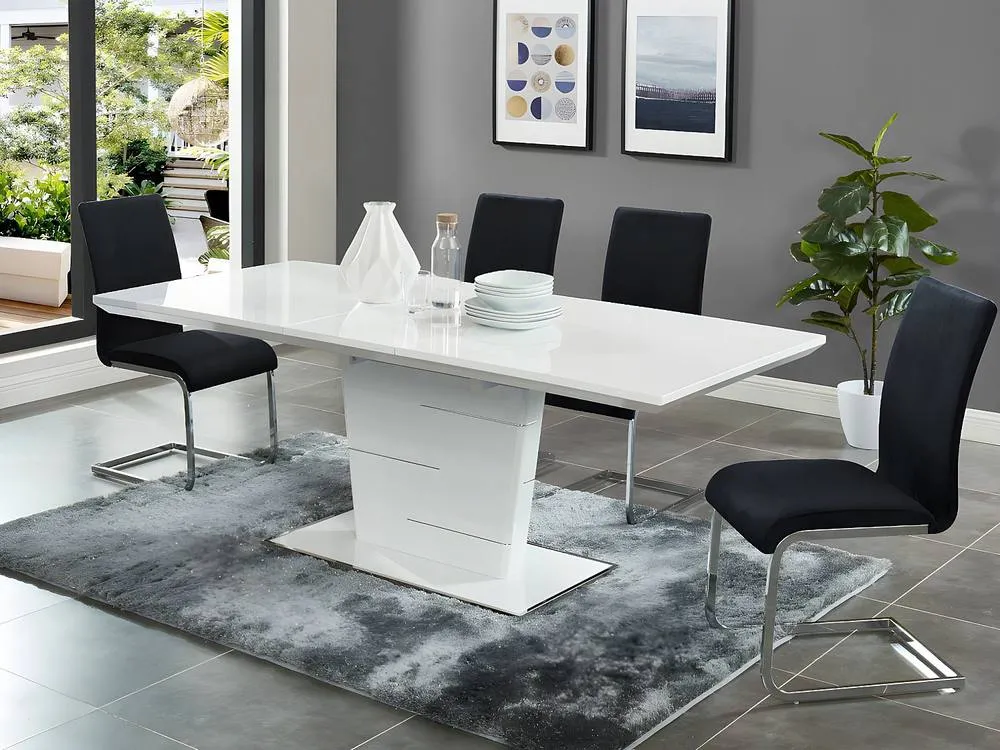Vente-unique Extendable Dining Table - 6 - 8 Seater - Lacqured White MDF - AMELLE 3