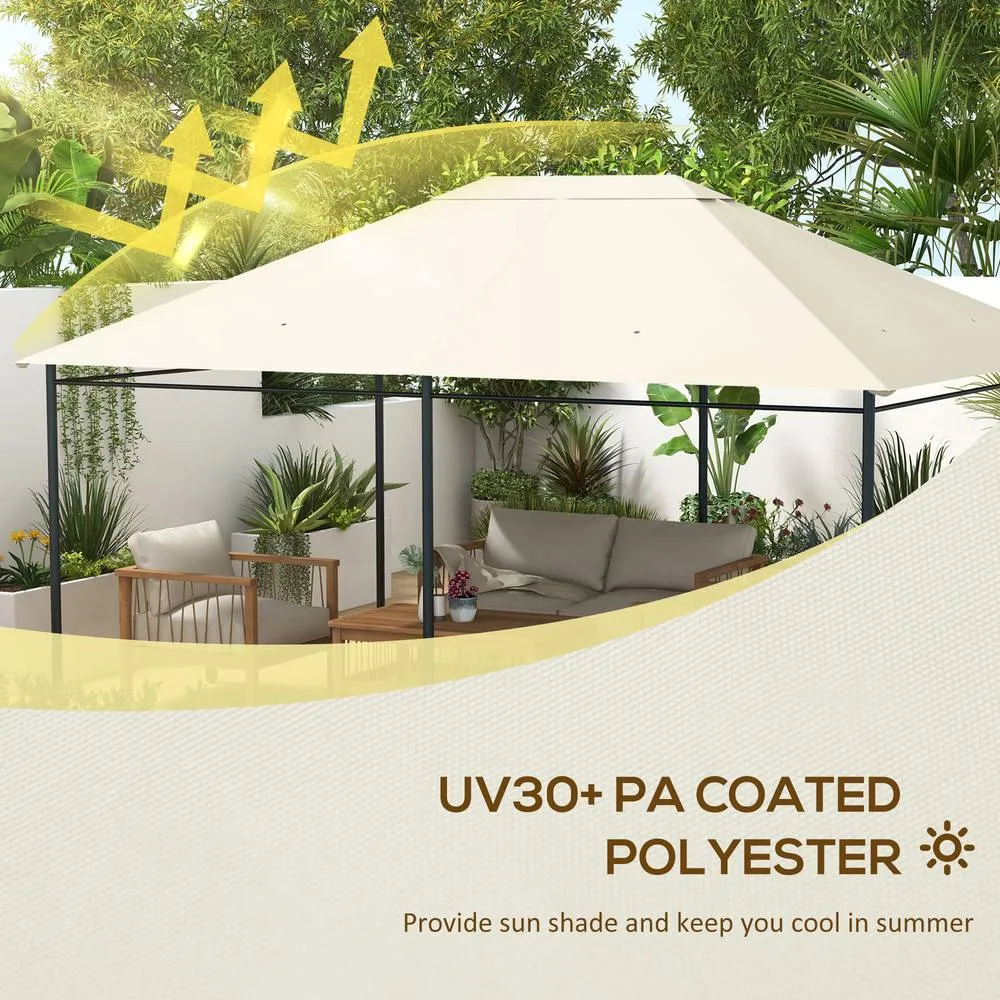 OUTSUNNY 3 x 4m Gazebo Canopy Replacement Gazebo Roof Cover, Cream White 4