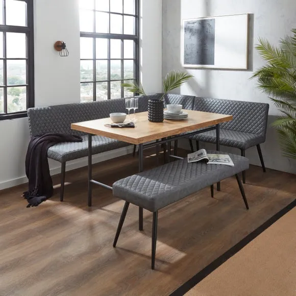 Montreal Corner Dining Bench, Grey Faux Leather 2