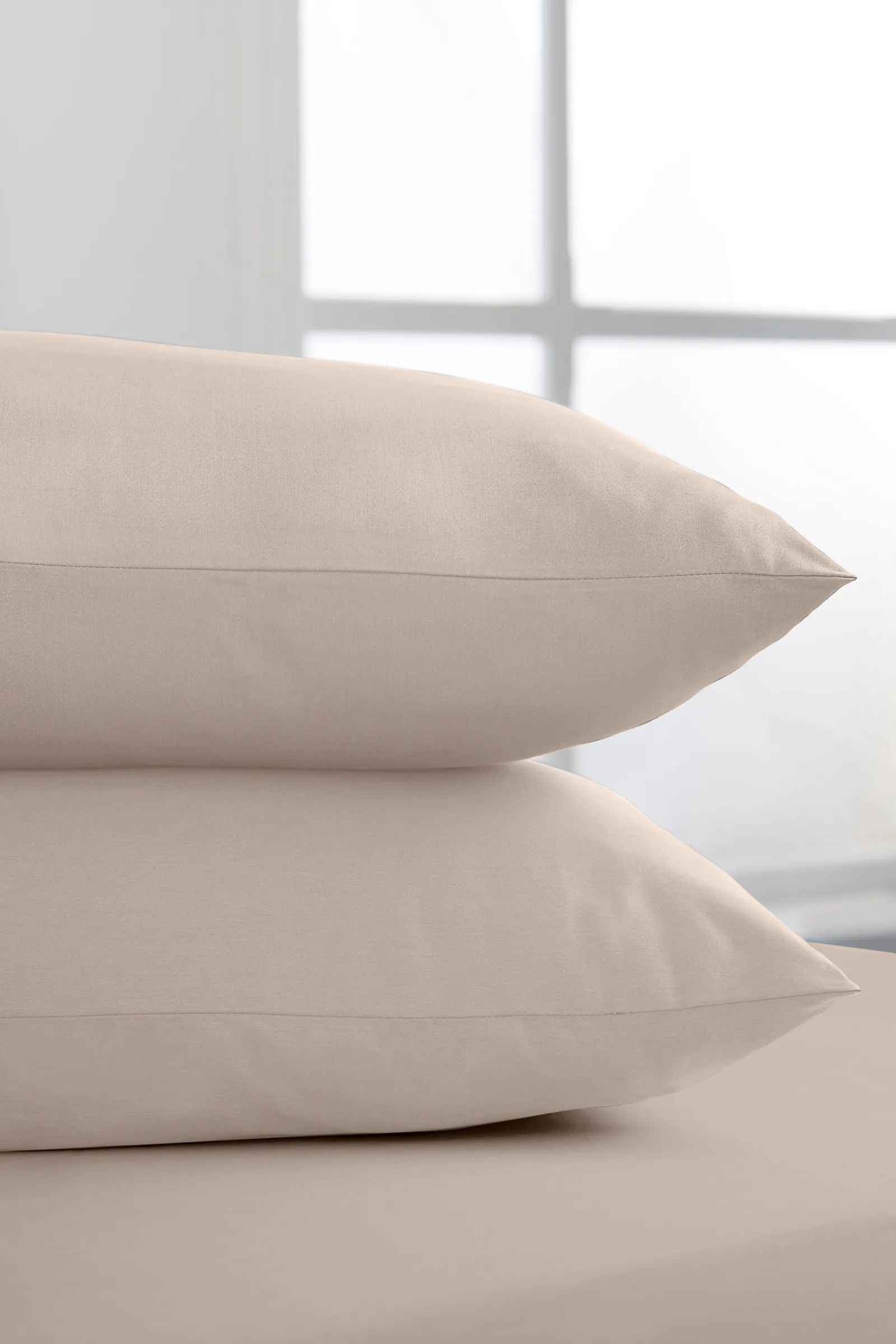 Bianca 400 Thread Count Cotton Sateen Standard Pillowcases in Beige 1