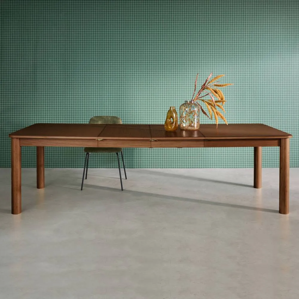 sweeek 6-10 seater rectangular extendable dining table, rubberwood & oak in Dark Brown 5