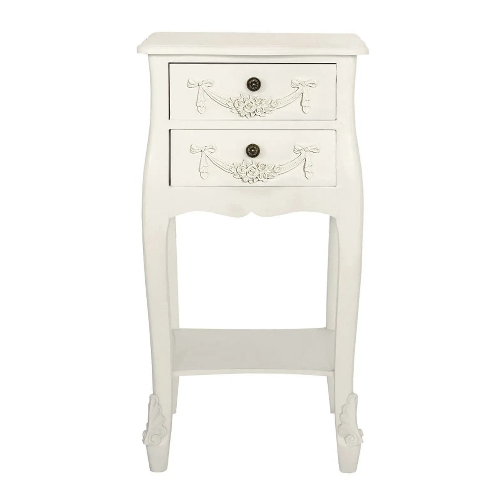 Toulouse Ivory 2 Drawer Bedside Table White