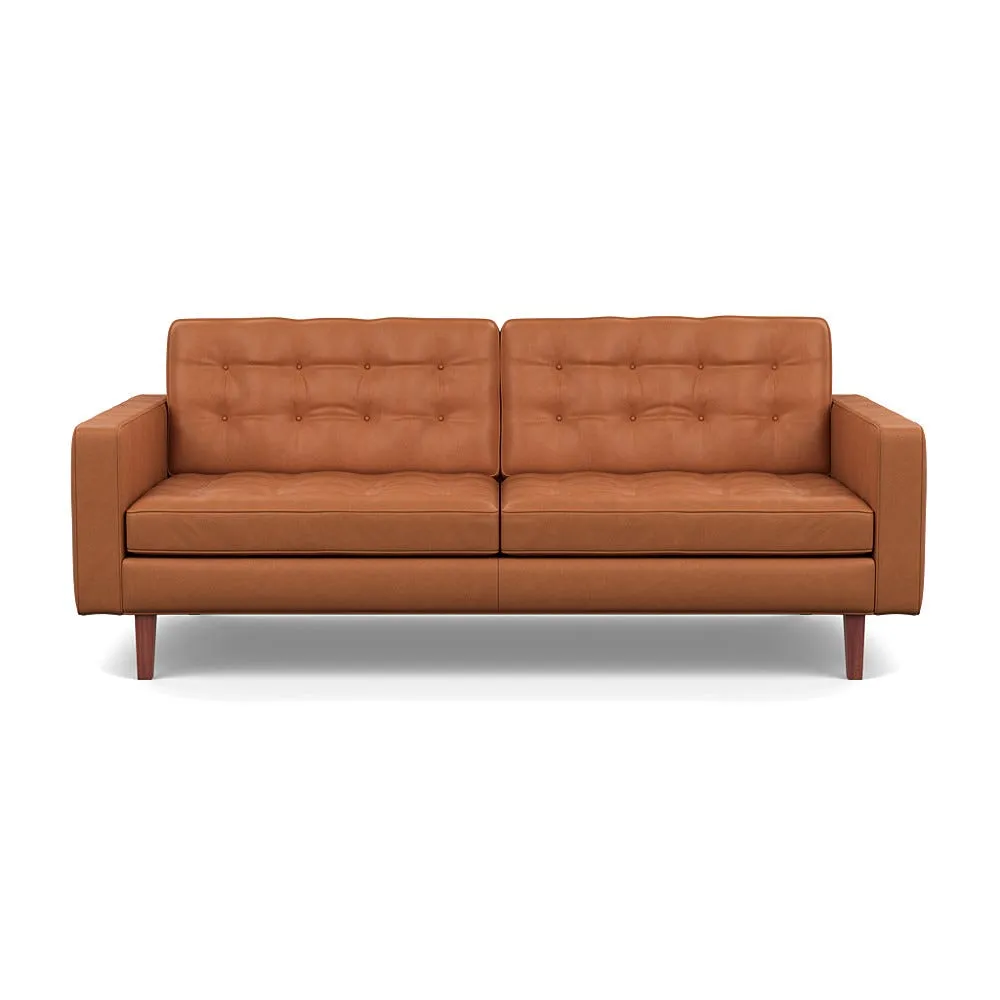 Heal's Hepburn 3 Seater Sofa Linea Leather Brown 680 Walnut Feet 1