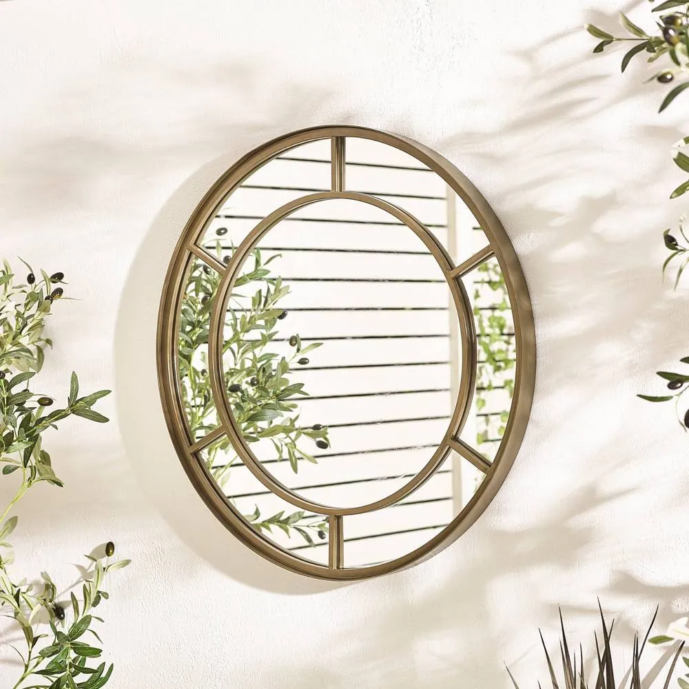 FurnitureboxUK Alnwick Bronze Medium Round Window 70cm Garden Mirror