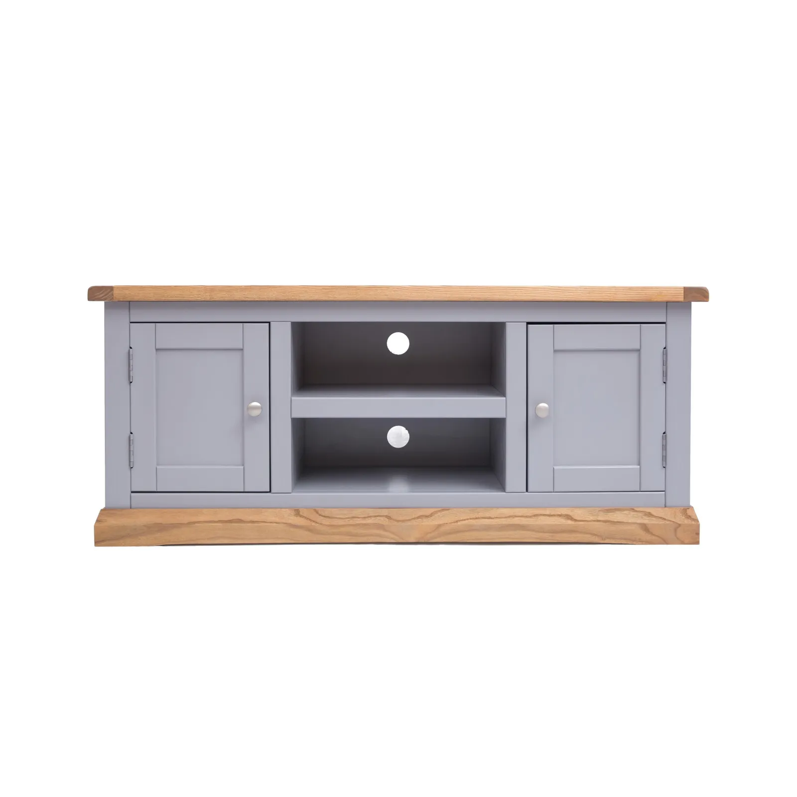 Cabinet Bits Biccari Grey 2 Door TV Cabinet Chrome Knob 2
