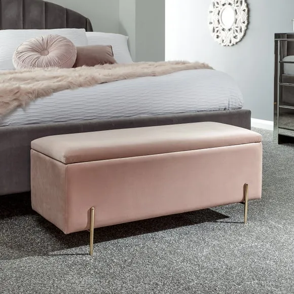 Mystica Velour Ottoman Storage Bench 1