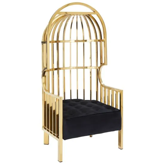 Fafnir Cage Design Occasional Chair In Gold