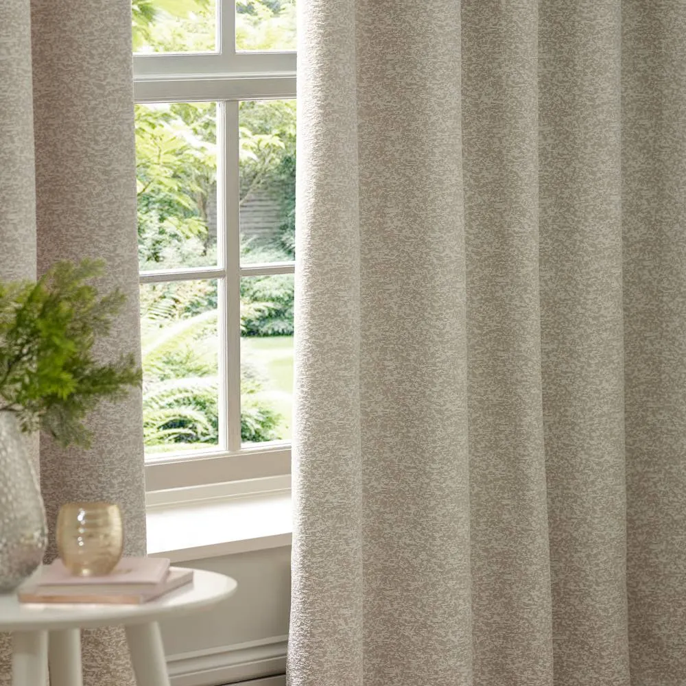 Paoletti Galaxy Velvet Chenille Eyelet Curtain Pair in Ivory 5