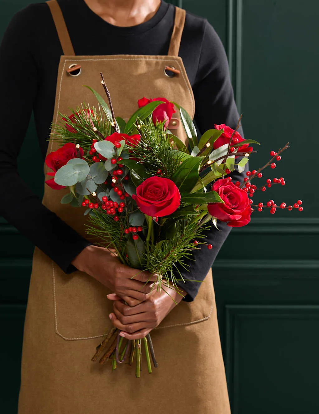 M&S Flower Market Festive Red Rose Light Up Bouquet